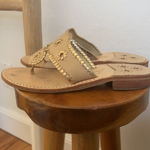 Jack Rogers Tan and Gold Sandals
